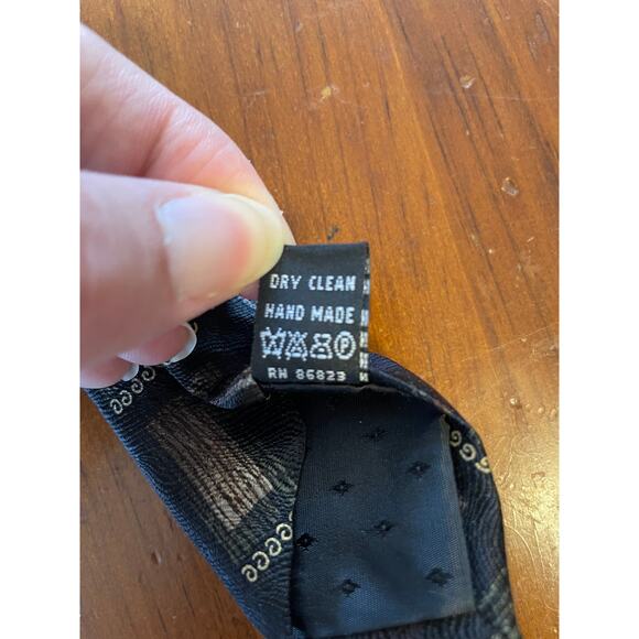 Vintage Mosaic Neck Tie All Pure Silk Hand Made in Korea Blue Brown Pattern - Picture 5 of 6